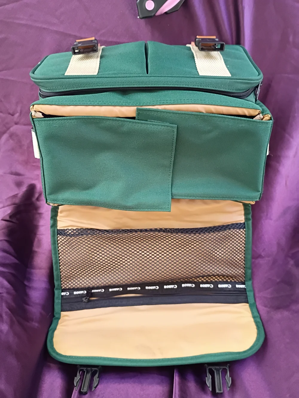 Canon Green Canvas Camera Bag with Cream Straps